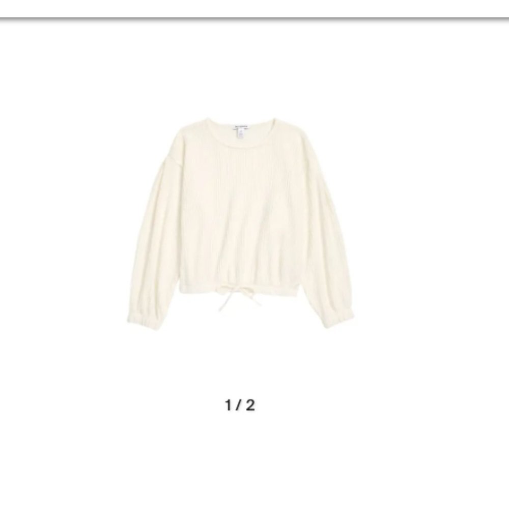 KIDS' COZY WAFFLE TOP IN IVORY PRISTINE